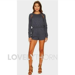 TAVIK // "amour" grey cutout textured ls romper